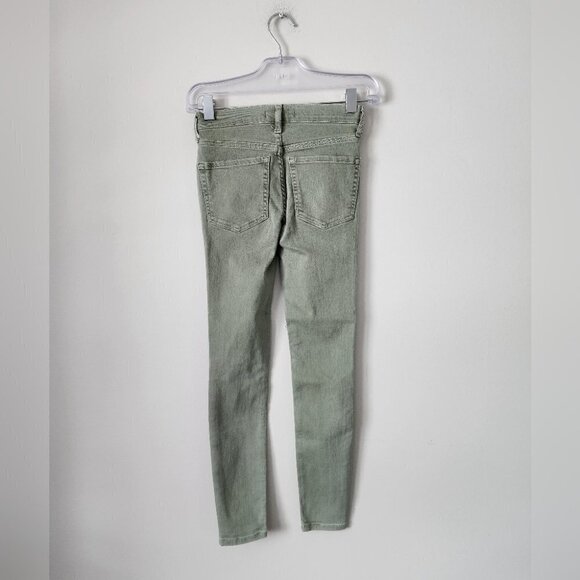 NWT FREE PEOPLE | Denim Destroyed Skinny Jeans moss green sz 24 - Picture 4 of 7